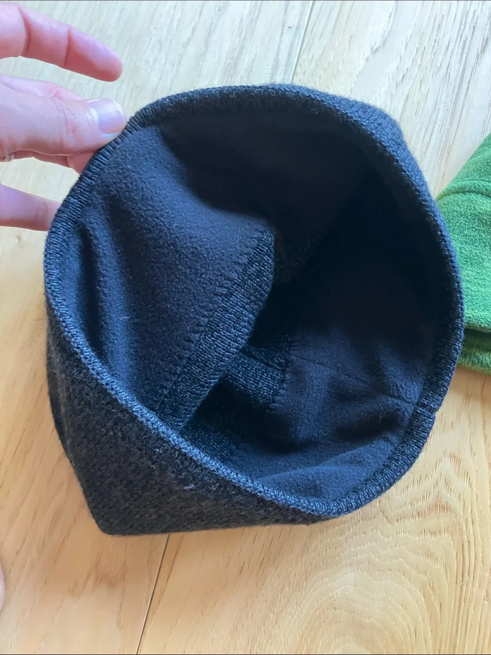 The North Face Beanies in Charcoal and Green